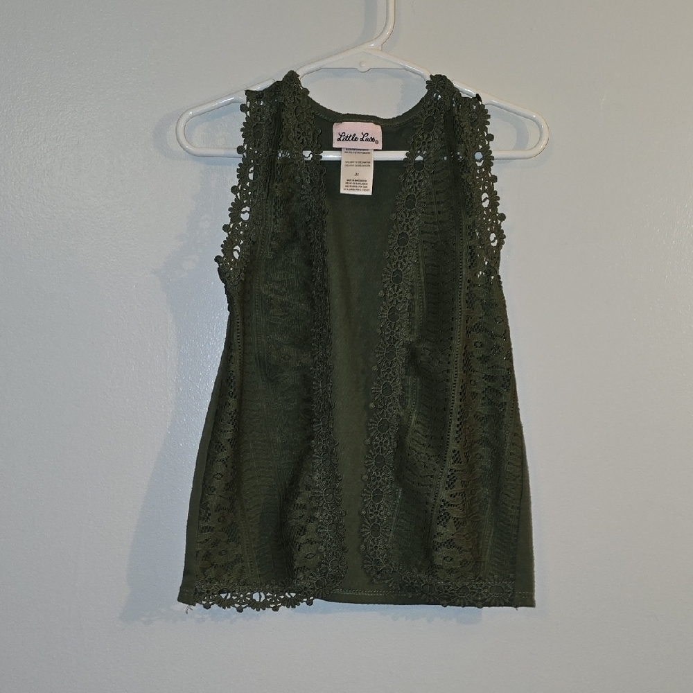 Little Lass Olive Lace Tank Top LOT-S